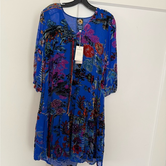 Floral Blue Johnny Was dress - Picture 3 of 10